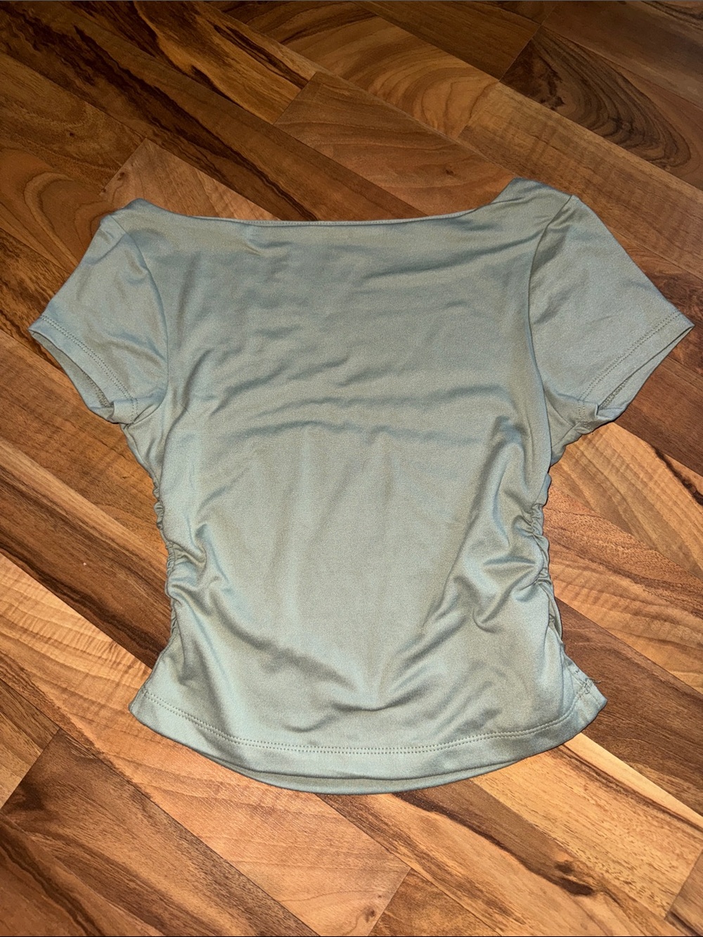 Sage Green Off-Shoulder Short Sleeve Crop Top
